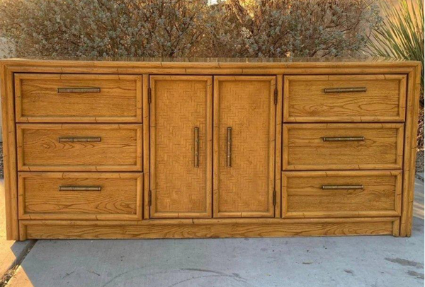 Vintage Lea Furniture Faux Bamboo Credenza Available for Custom Lacquer! - Hibiscus House