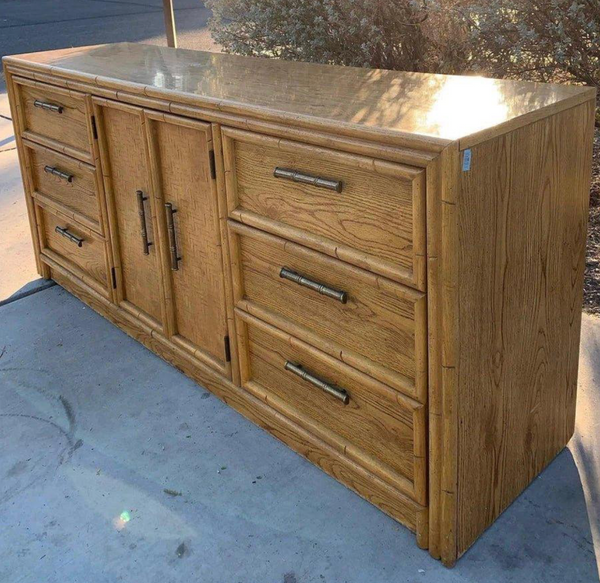 Vintage Lea Furniture Faux Bamboo Credenza Available for Custom Lacquer! - Hibiscus House