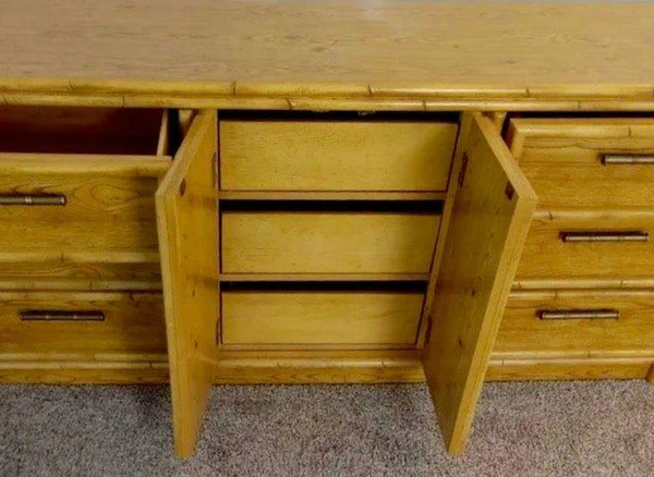 Vintage Lea Furniture Faux Bamboo Credenza Available for Custom Lacquer! - Hibiscus House