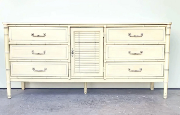 Vintage Henry Link Bali Hai Shutter Center-Door Credenza Available to Customize! - Hibiscus House