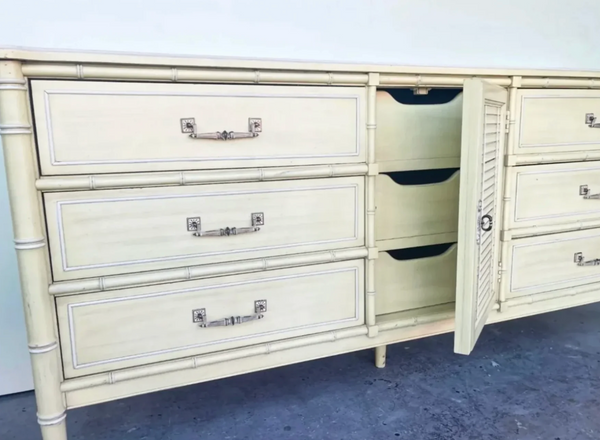 Vintage Henry Link Bali Hai Shutter Center-Door Credenza Available to Customize! - Hibiscus House