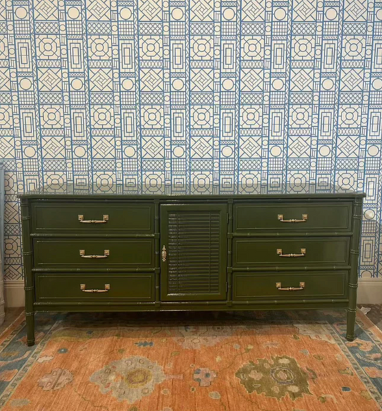 Vintage Henry Link Bali Hai Shutter Center-Door Credenza Available to Customize! - Hibiscus House