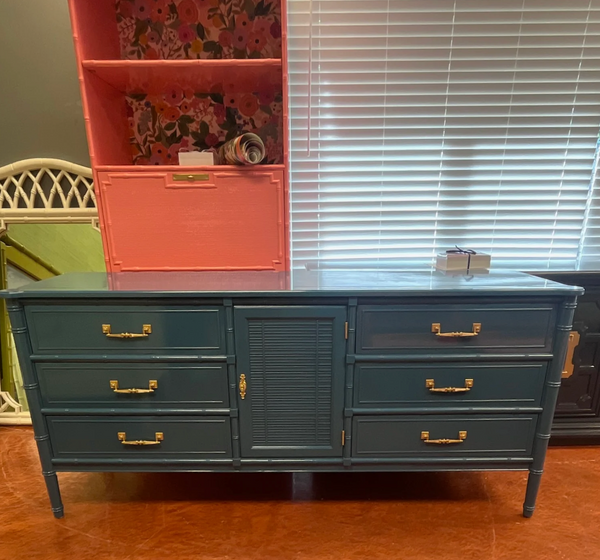 Vintage Henry Link Bali Hai Shutter Center-Door Credenza Available to Customize! - Hibiscus House