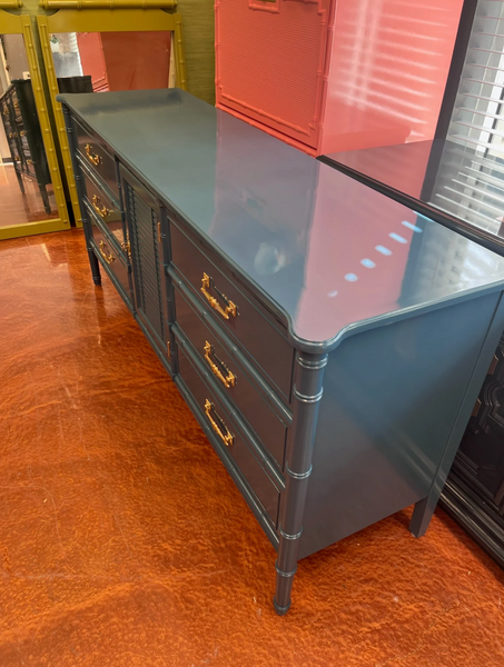 Vintage Henry Link Bali Hai Shutter Center-Door Credenza Available to Customize! - Hibiscus House