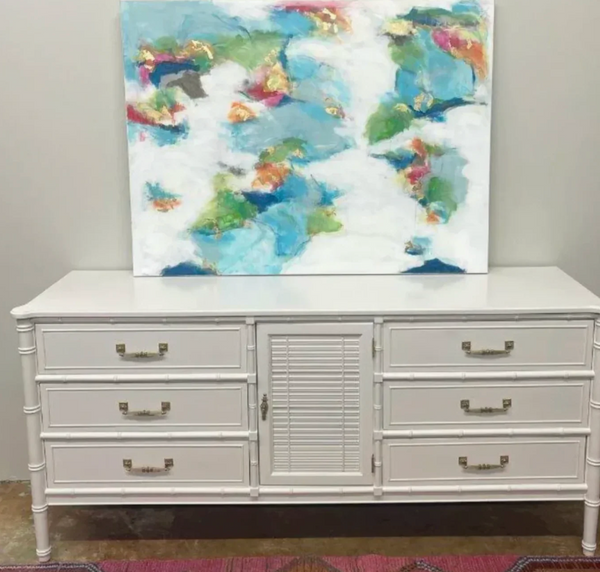 Vintage Henry Link Bali Hai Shutter Center-Door Credenza Available to Customize! - Hibiscus House