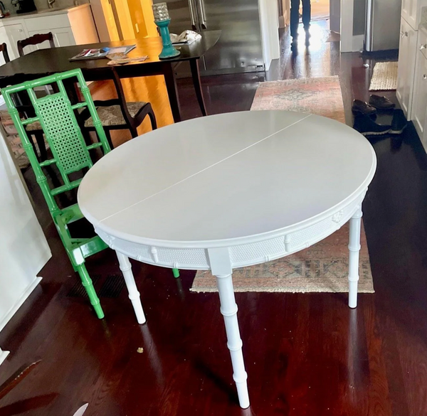 Round Vintage Faux Bamboo Dining Table (with Leaf) Available for Custom Lacquer!