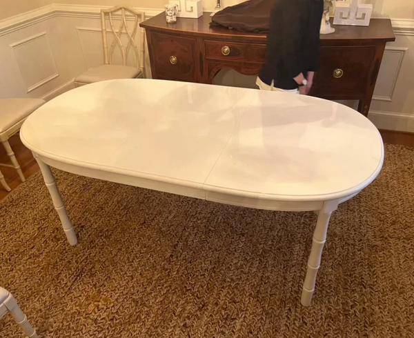 Round Vintage Faux Bamboo Dining Table (with Leaf) Available for Custom Lacquer!