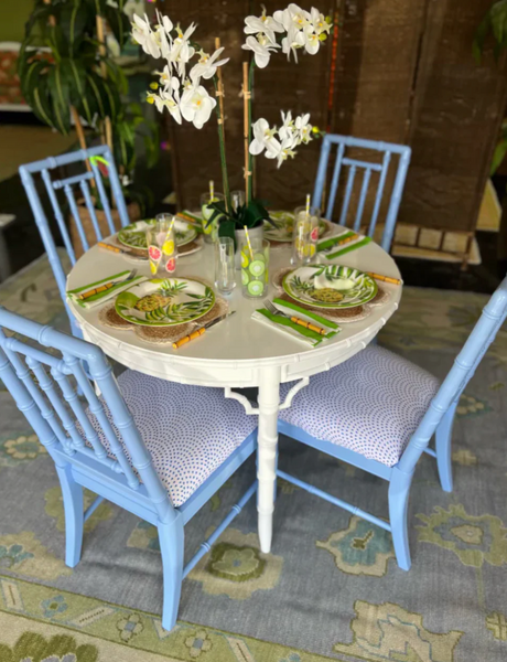 Round Vintage Faux Bamboo Dining Table (with Leaf) Available for Custom Lacquer!