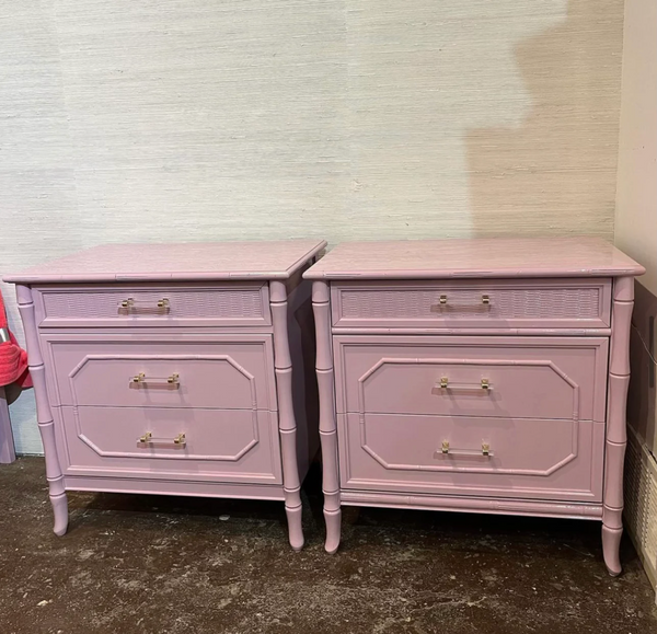 Vintage Faux Bamboo Broyhill Three Drawer Large Chest/ Nightstand Available to Customize!