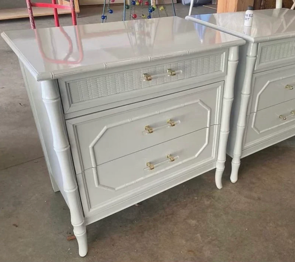 Vintage Faux Bamboo Broyhill Three Drawer Large Chest/ Nightstand Available to Customize!