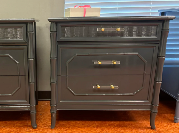 Vintage Faux Bamboo Broyhill Three Drawer Large Chest/ Nightstand Available to Customize!
