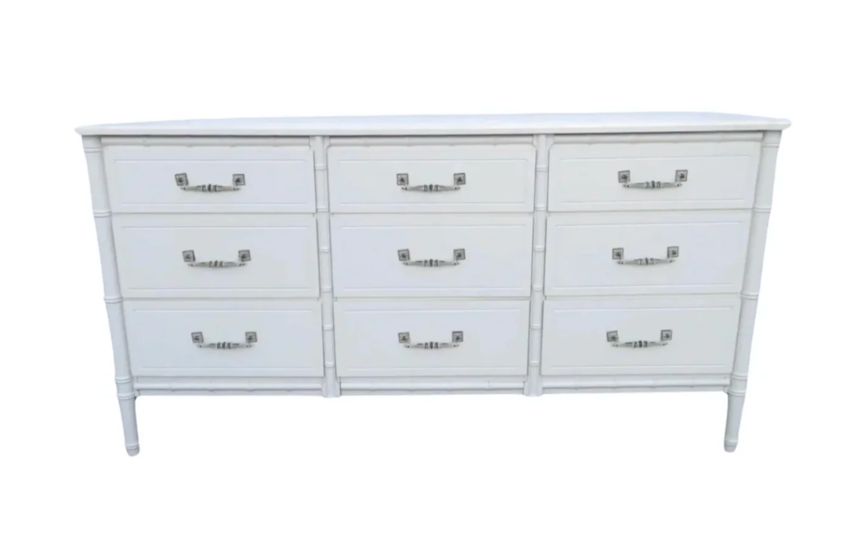 Vintage Faux Bamboo Nine-Drawer Classic Triple Dresser Available to Customize!