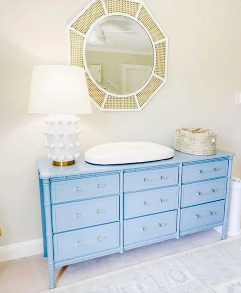 Vintage Faux Bamboo Nine-Drawer Classic Triple Dresser Available to Customize!