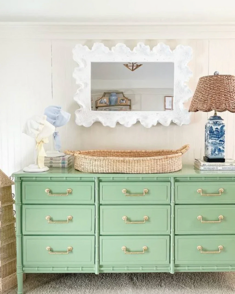 Vintage Faux Bamboo Nine-Drawer Classic Triple Dresser Available to Customize!