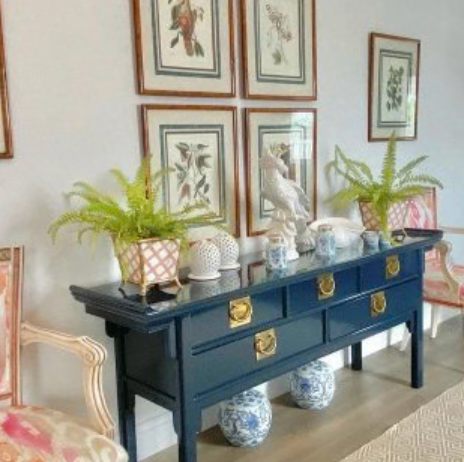 Vintage Century Furniture Pagoda 5 Drawer Console Table Available for Custom Lacquer! - Hibiscus House