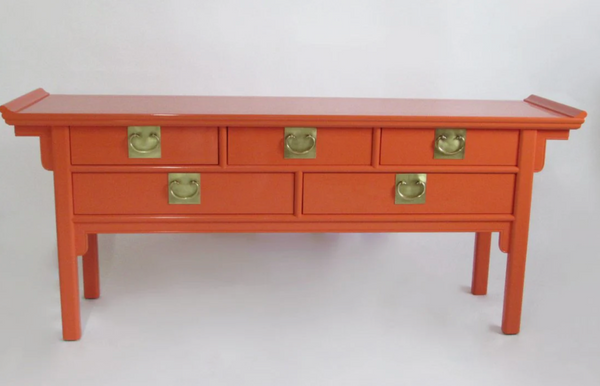 Vintage Century Furniture Pagoda 5 Drawer Console Table Available for Custom Lacquer! - Hibiscus House