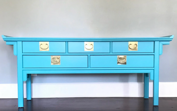 Vintage Century Furniture Pagoda 5 Drawer Console Table Available for Custom Lacquer! - Hibiscus House