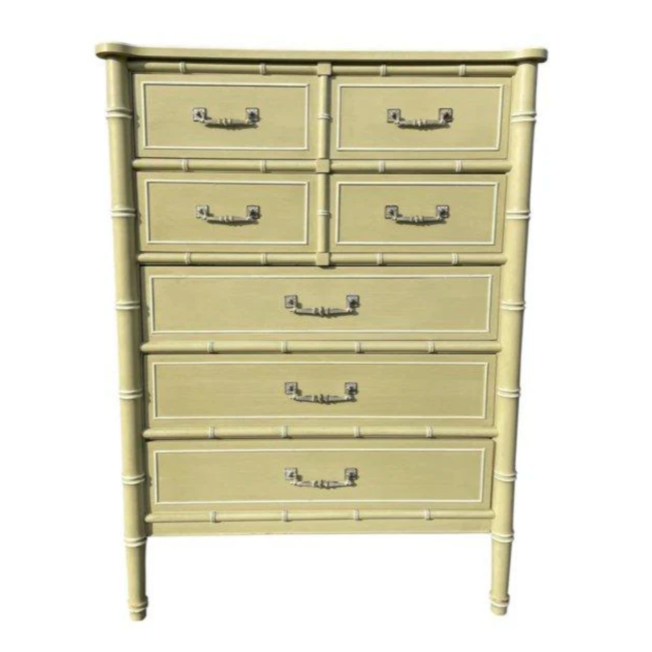 Vintage Henry Link Bali Hai Faux Bamboo Tallboy Chest Available to Customize!