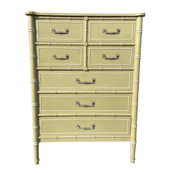 Vintage Henry Link Bali Hai Faux Bamboo Tallboy Chest Available to Customize!