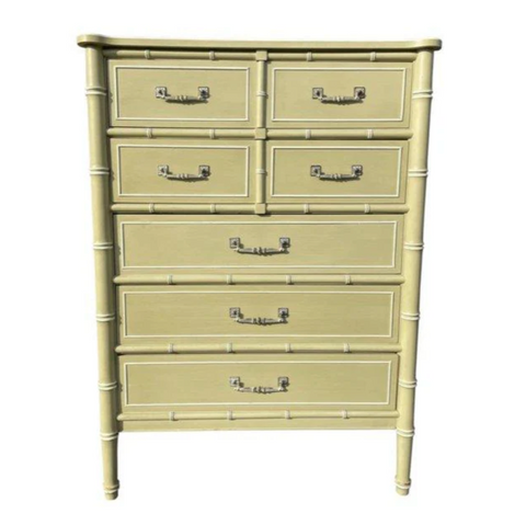 Vintage Henry Link Bali Hai Faux Bamboo Tallboy Chest Available to Customize!