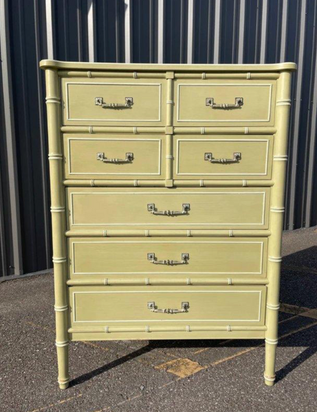 Vintage Henry Link Bali Hai Faux Bamboo Tallboy Chest Available to Customize!