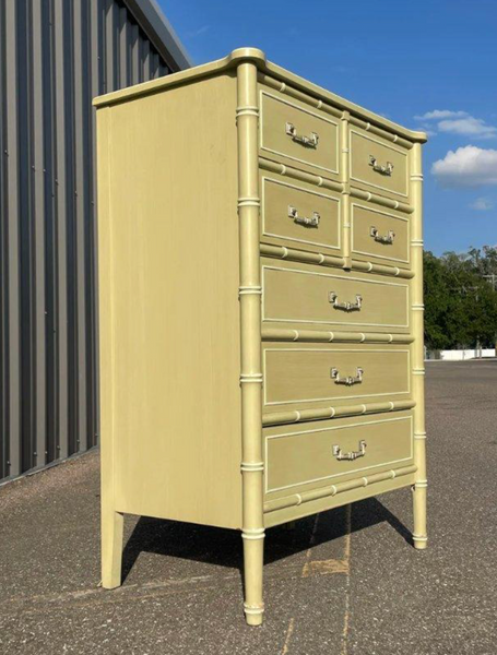 Vintage Henry Link Bali Hai Faux Bamboo Tallboy Chest Available to Customize!