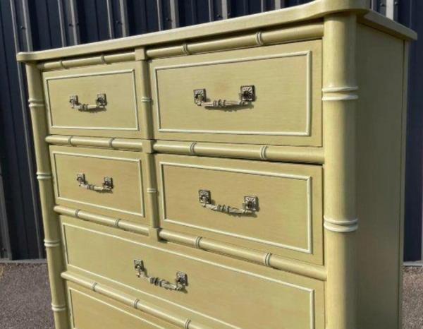 Vintage Henry Link Bali Hai Faux Bamboo Tallboy Chest Available to Customize!