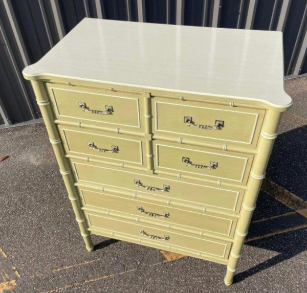 Vintage Henry Link Bali Hai Faux Bamboo Tallboy Chest Available to Customize!