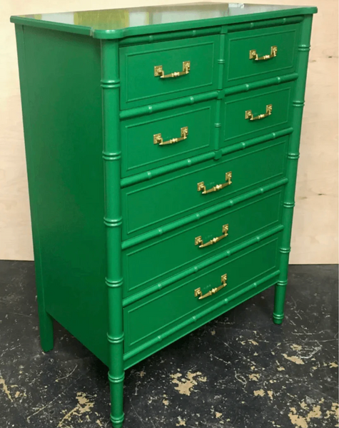 Vintage Henry Link Bali Hai Faux Bamboo Tallboy Chest Available to Customize!