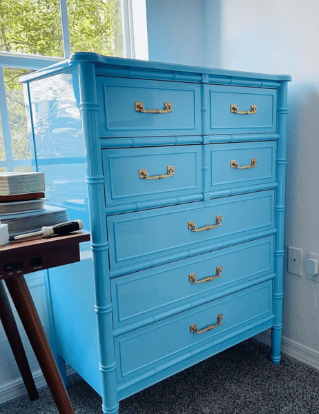 Vintage Henry Link Bali Hai Faux Bamboo Tallboy Chest Available to Customize!