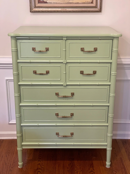 Vintage Henry Link Bali Hai Faux Bamboo Tallboy Chest Available to Customize!