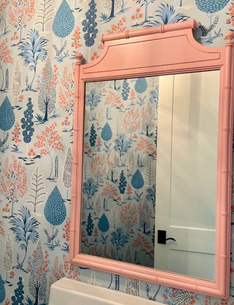 Vintage Henry Link Bali Hai Faux Bamboo Pagoda Mirror Available for Custom Lacquer! - Hibiscus House