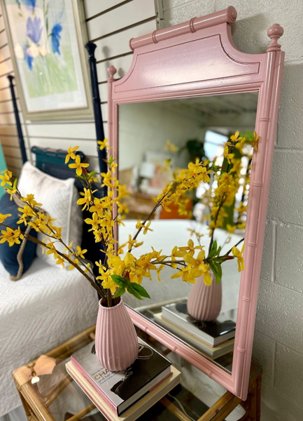 Vintage Henry Link Bali Hai Faux Bamboo Pagoda Mirror Available for Custom Lacquer! - Hibiscus House