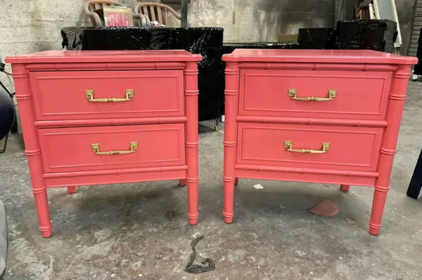 Vintage Single Henry Link Bali Hai Faux Bamboo Nightstand Available for Custom Lacquer! - Hibiscus House