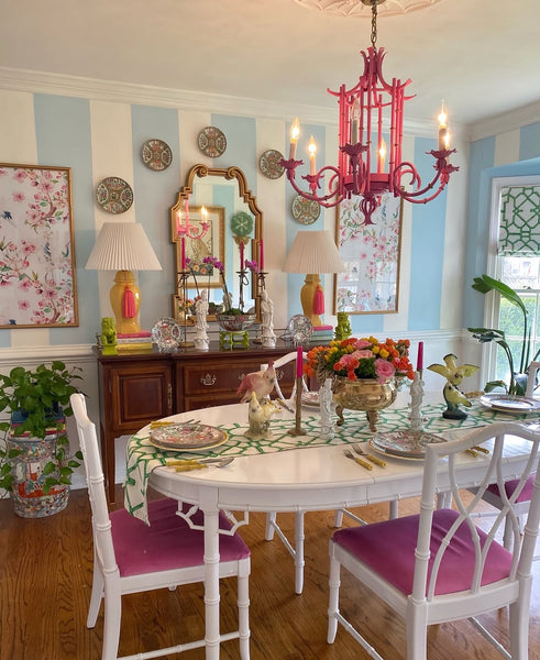 Round Vintage Faux Bamboo Dining Table (with Leaf) Available for Custom Lacquer!