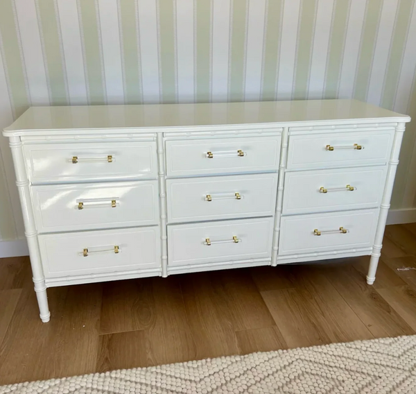 Vintage Classic Faux Bamboo Nine-Drawer Triple Dresser Available to Customize