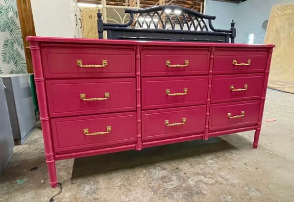 Vintage Classic Faux Bamboo Nine-Drawer Triple Dresser Available to Customize