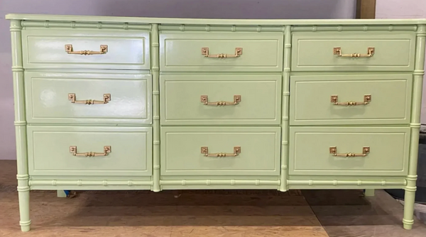 Vintage Classic Faux Bamboo Nine-Drawer Triple Dresser Available to Customize