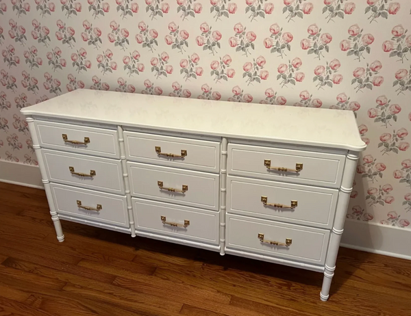 Vintage Classic Faux Bamboo Nine-Drawer Triple Dresser Available to Customize