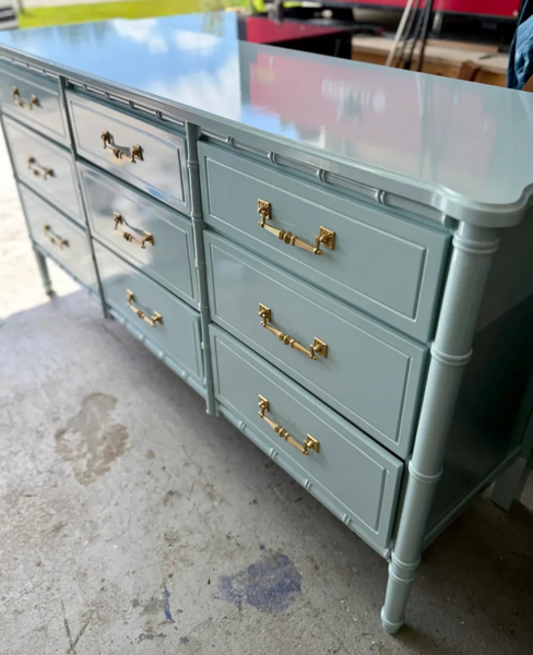 Vintage Classic Faux Bamboo Nine-Drawer Triple Dresser Available to Customize