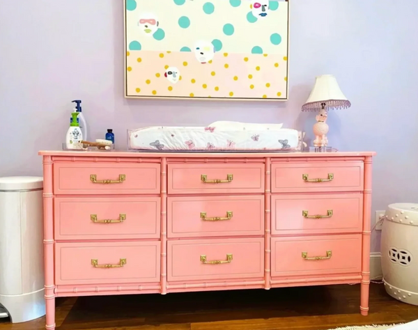 Vintage Classic Faux Bamboo Nine-Drawer Triple Dresser Available to Customize