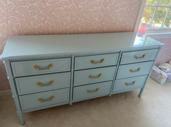 Vintage Classic Faux Bamboo Nine-Drawer Triple Dresser Available to Customize