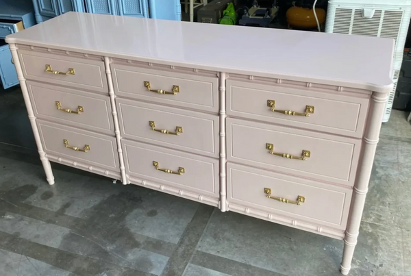 Vintage Classic Faux Bamboo Nine-Drawer Triple Dresser Available to Customize