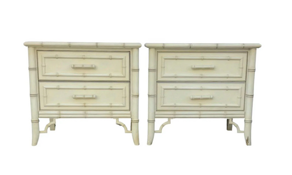 Vintage Dixie Aloha Collection Faux Bamboo Nightstand Pair Available for Custom Lacquer!! - Hibiscus House