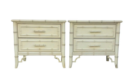 Vintage Dixie Aloha Collection Faux Bamboo Nightstand Pair Available for Custom Lacquer!