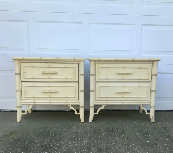 Vintage Dixie Aloha Collection Faux Bamboo Nightstand Pair Available for Custom Lacquer!! - Hibiscus House