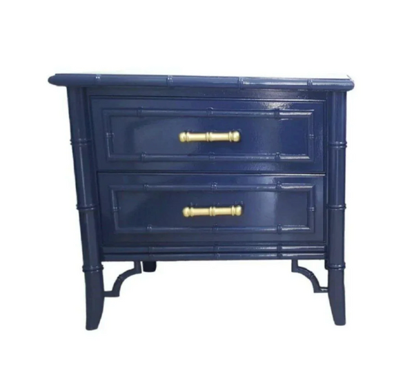 Vintage Dixie Aloha Collection Faux Bamboo Nightstand Pair Available for Custom Lacquer!! - Hibiscus House