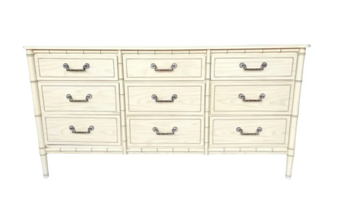 Vintage Classic Faux Bamboo Nine-Drawer Triple Dresser Available to Customize