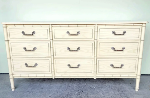 Vintage Classic Faux Bamboo Nine-Drawer Triple Dresser Available to Customize