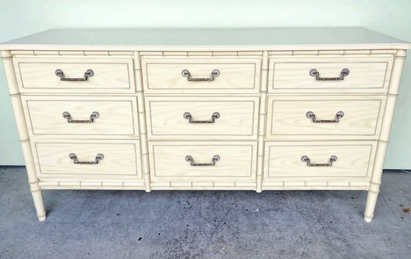 Vintage Classic Faux Bamboo Nine-Drawer Triple Dresser Available to Customize